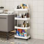 Wide Type High Capacity Multi Purpose Trolly Rack Multifunctional Movable Storage Cart( white )