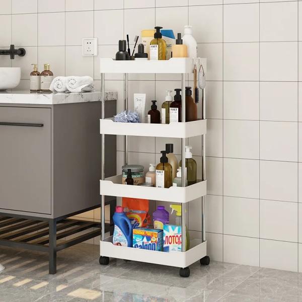 Wide Type High Capacity Multi Purpose Trolly Rack Multifunctional Movable Storage Cart( white )