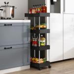 Wide Type High Capacity Multi Purpose Trolly Rack Multifunctional Movable Storage Cart (black )